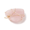 Natural Rose Quartz Copper Wire Wrapped Pendants PALLOY-JF02042-01-3