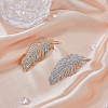 SUPERFINDINGS 2Pcs 2 Colors Feather Alloy Rhinestone Scarf Buckle Clips JEWB-FH0001-53-4