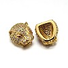 Brass Micro Pave Cubic Zirconia Leopard Head Beads ZIRC-M069-15G-NR-1