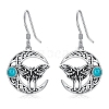 Alloy & Turquoise Pendant Dangle Earrings PW-WG53024-01-1