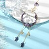 Wire Wrapped Natural Amethyst Chips & Brass Ring Pendant Decorations HJEW-TA00102-01-2