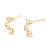 Brass Micro Pave Clear Cubic Zirconia Stud Earrings EJEW-O103-03G-1