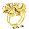 Stylish Flower 304 Stainless Steel Open Cuff Ring for Women EM0109-2-1