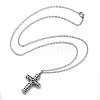 304 Stainless Steel Flower Textured Cross Urn Ashes Necklaces STAS-Z106-03AS-4