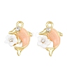 Alloy with Pink Enamel Pendants RB-CBA1FD3-22G-01-1