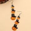 Halloween Acrylic Pumpkin with Cat Shape Dangle Earrings FS-WG9C4B4-02-1