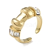 304 Stainless Steel Rhinestone Open Cuff Rings for Women RJEW-U001-03G-1