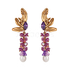 Flower Brass Stud Earrings STAS-OY015-39G-1