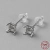 Rhodium plated 925 Sterling Silver Stud Earring Findings FIND-WH0148-088A-P-1