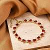 Brass Micro Pave Red Cubic Zirconia Link Chain Bracelets for Women BJEW-M047-02B-2