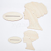 2 Sizes Hair Bun Girl Wooden Head Child Silhouette Stands ODIS-WH0030-15B-3