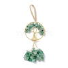 Wire Wrapped Chips Natural Green Aventurine Big Pendant Decorations HJEW-H057-03D-3