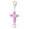 Cross Glass Seed Beads Pendant Decoration HJEW-MZ00111-4