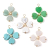 Natural Howlite/Green Aventurine/Malaysia Jade/Rose Quartz/Synthetic Turquoise Clover Pendants PALLOY-JF03181-1