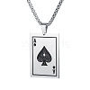 304 Stainless Steel Enamel Black Ace of Spades Playing Card Pendant Necklaces WG24A40-01-2