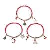 3Pcs 3 Styles Christmas Theme Glass Beaded Stretch Bracelet Sets for Women BJEW-TA00534-1