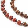 Round Wood Beaded Double Layer Necklace with Brass Magnetic Clasp NJEW-JN03858-7