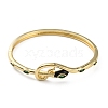 Cubic Zirconia Snake Hinged Bangle with Enamel BJEW-G673-03G-1