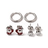 3 Pairs 3 Styles Christmas 304 Stainless Steel Hoop & Studs Earrings Set for Women EJEW-K279-12H-P-1