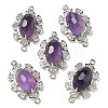 Natural Amethyst Faceted Oval Connector Charms G-G181-06P-03-1