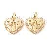 Valentine's Day Theme Brass Micro Pave Clear Cubic Zirconia Pendants ZIRC-P094-19G-RS-2