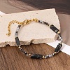 Bohemian Dyed Synthetic Imperial Jasper Cuboid and Glass Beaded Bracelets with 304 Stainless Steel End Chains PX2979-7-2