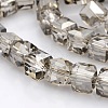 Half Plated Clear Glass Faceted Cube Beads Strands GLAA-A031-6mm-HP03-1