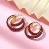 Brass Enamel Hoop Earrings For Women EJEW-B115-01G-03-2