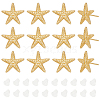 BENECREAT 6 Pairs Rack Plating Brass Starfish Stud Earrings KK-BC0013-51-1