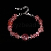 Natural Strawberry Quartz Chips Beaded Bracelets PW-WGA4343-02-1