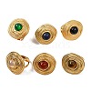 Round Natural Mixed Stone Finger Rings RJEW-Q822-17G-1