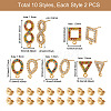 Craftdady 20Pcs 10 Style Teardrop & Geometry 304 Stainless Steel Stud Earring Findings STAS-CD0001-25-12