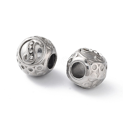 304 Stainless Steel Rhinestone European Beads STAS-A092-10S-P-1