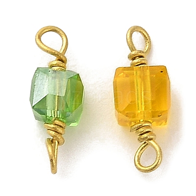 Faceted Glass Connector Charms GLAA-E046-02C-1