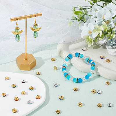 200Pcs 10 Colors Brass Rhinestone Spacer Beads RB-SP001-08B-1