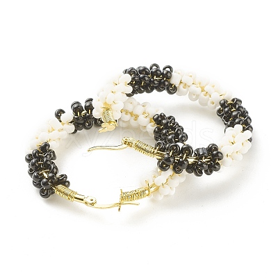 Porcelain Beads Braided Big Hoop Earrings for Women sgX1-EJEW-C003-01A-RS-1