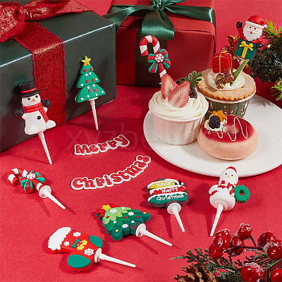 24Pcs 12 Styles Christmas Plastic Cake Toppers AJEW-SC0003-53A-1