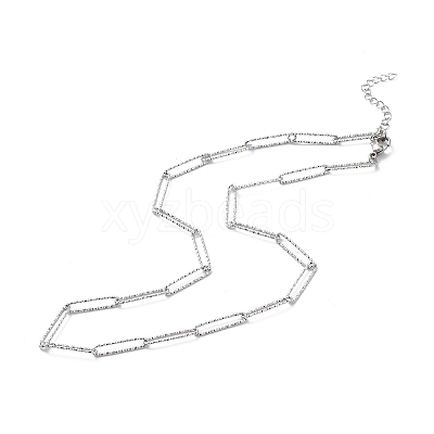 Non-Tarnish 304 Stainless Steel Paperclip Chain Necklace for Men Women STAS-B039-01P-1