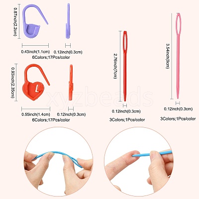 204Pcs 12 Styles Eco-Friendly ABS Plastic Knitting Crochet Locking Stitch Markers Holder IFIN-FS0001-67-1