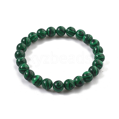 Synthetic Malachite(Dyed) Bead Stretch Bracelets BJEW-K212-B-031-1