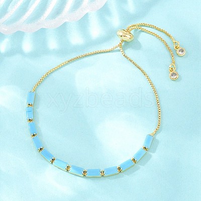 Rectangle Brass Micro Pave Cubic Zirconia Slider Bracelets KK-A305-02G-1