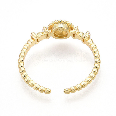 Brass Micro Pave Clear Cubic Zirconia Cuff Rings for Women KK-T070-113-1