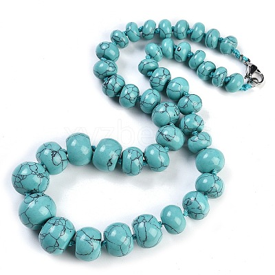 Synthetic Turquoise Rondelle Graduated Beaded Necklaces for Women Men NJEW-K388-02Q-1