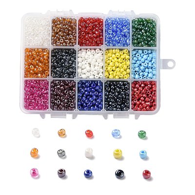 375G 15 Colors Glass Seed Beads SEED-JP0004-04-4mm-1