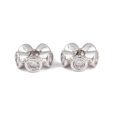 Brass Micro Pave Cubic Zirconia Beads KK-B157-19P-1