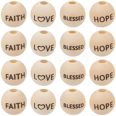 40Pcs 4 Styles Schima Wood European Beads WOOD-PA0001-44-1