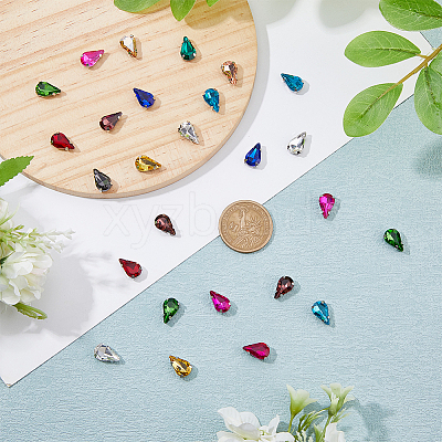 96Pcs 12 Colors Teardrop Sew on Rhinestone RGLA-DC0001-04-1