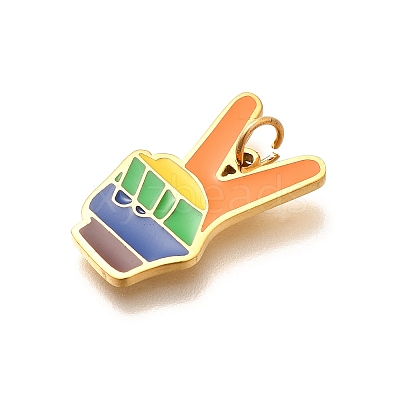 Pride 304 Stainless Steel Enamel Pendants STAS-B079-01G-11-1