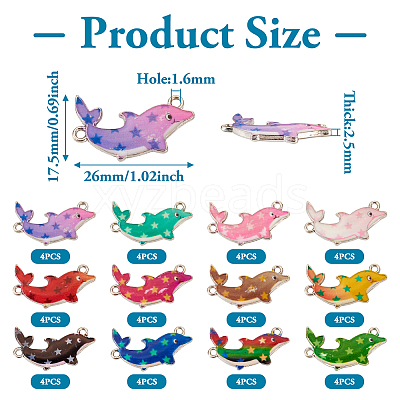 48Pcs 12 Colors Alloy Enamel Connector Charms ENAM-TA0001-60-1