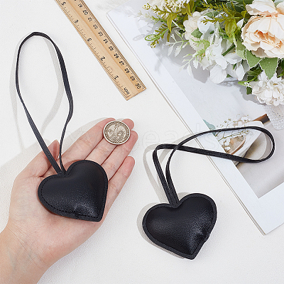 PU Leather Heart Pendant Decorations HJEW-CL0001-12B-1